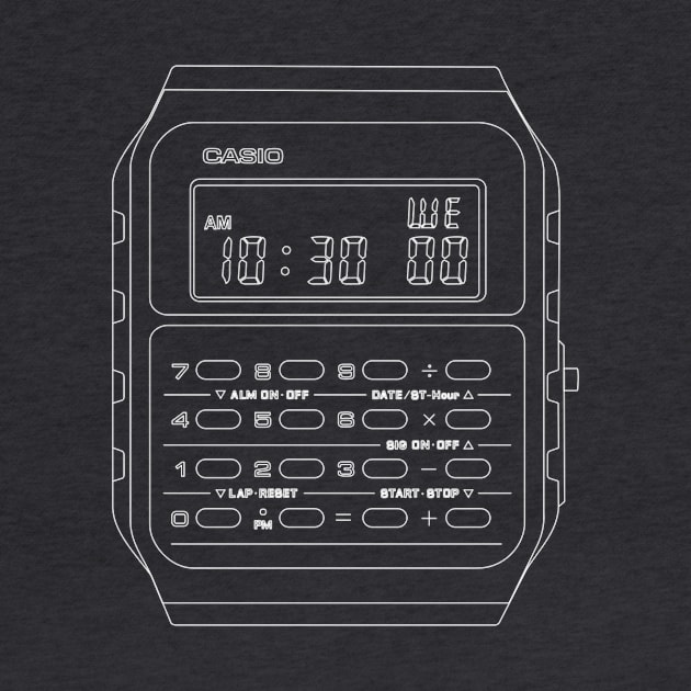 White Casio Calculator Watch by RadDadArt